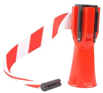 Retractable Traffic Barrier Cone Topper 3M Red/White Chevron Safety Warning Tape Portable Easy Mount for Pedestrian and Traffic Control