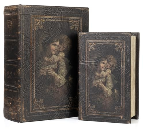 Moritz Buchbox 2er Set Dame mit Kind – Geheimversteck Buchtresor Schmuckbox | Zwei getarnte Buchattrappen mit Fach für Geld, Schmuck und Wertsachen, dekorativ im Bücherregal, eine schöne Geschenkidee