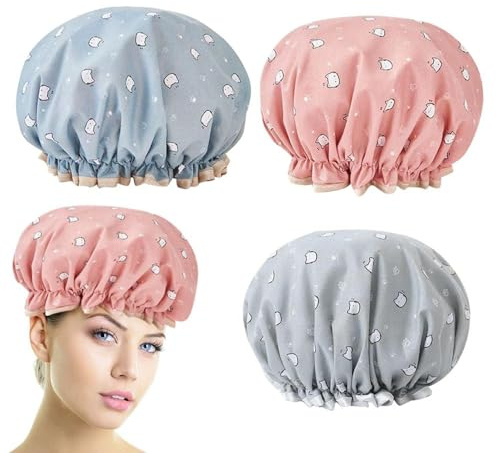 3 Pezzi Tappo Per Doccia Stampato Con Gattino, Cuffia Per Doccia Cartone Animato, Accessori Per Il Bagno, Cappuccio Per Doccia Impermeabile, Forniture Per Il Bagno.