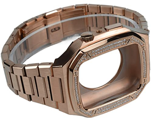 ORKDFJ Kit de modification de luxe pour boîtier de montre en métal, pour bracelet Apple Watch 45 mm, 41 mm/40 mm, 44 mm, iWatch Series 8 7 6 SE 5 4, 40MM, Agate