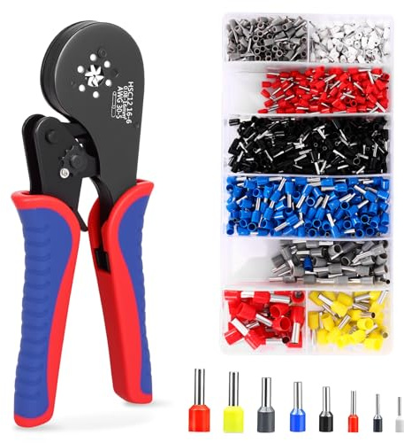 Crimpzange, Aderendhülsenzange 0,08–16 mm², Kabelschuhzange Crimpzange mit Ratschenfunktion 30–5 AWG, Selbsteinstellende Crimpzange für Aderendhülsen Kabelverbinder aus Kohlenstoffstahl