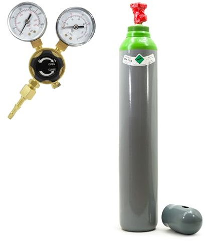 Mix Ar/CO2 Argon Gasflasche Schutzgasflasche Argon mit Druckminderer Argon - 10L 200 Bar Gefüllt + Druckminderer Mini Ar/CO2 BestSchweissen.de für Schweißgas TIG MIG MAG