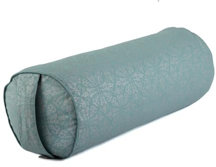 Bodhi Yoga Bolster Ø 23 cm | Maharaja Collection | Abnehmbarer & Waschbarer Bezug aus 100% Baumwoll | Yogarolle mit Bio-Dinkelfüllung | Yogakissen für Restorative & Yin Yoga