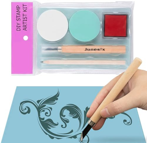 Linoleum per Incisione Kit, Blocchi per Intaglio del Timbro di Gomma, Rubber Carving Block, Gomma per Timbri Fai da Te, Sicuri per Timbri, Progetti di Stampa, Artigianato, Utensile per Incisione