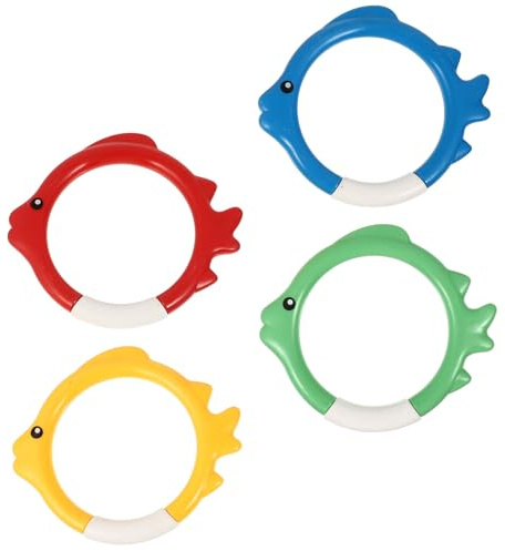 FUNOMOCYA Lot de 4 Anneaux de Plongée Colorés pour Garçon et Filles, Jouets de Natation D'été en Plastique Léger, 4 Couleurs, de Piscine Amusant pour Plage et Piscine