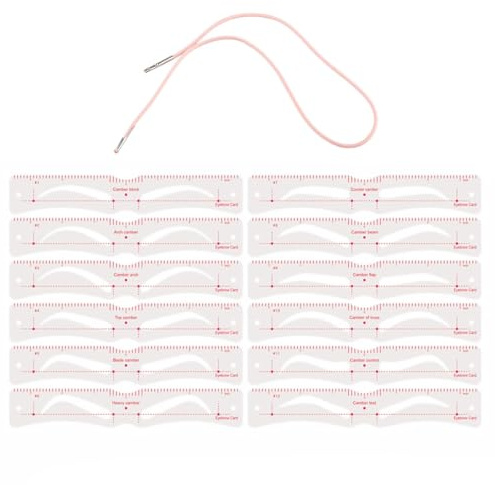 Wellrun 12 Pcs Reusable Stencils with Elastic Band,Portable DIY Eyebrow Template Kit for Women Makeup,Eyebrow Shaper Tool for 3 Minutes Makeup