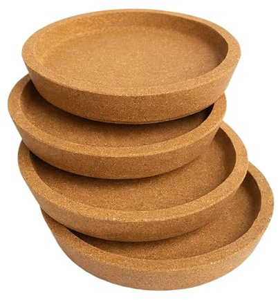 4 Stück Korkuntersetzer Rund mit steigendem Rand, Wiederverwendbare Kork untersetzer 10,3 x 1,5CM, Extra Dick Korkuntersetzer für Getränke Tassen Glas