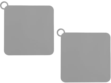 Set di 2 coperture per scarico a pavimento, per doccia, in silicone, antiodore, 20 x 20 cm, quadrato, per bagno, WC, cucina, colore grigio