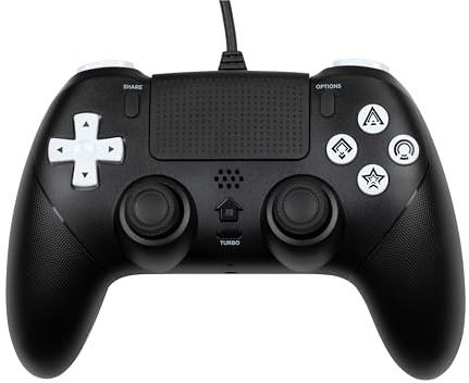 Konix Manette filaire PS5 - Pavé tactile - Vibration - Haut-parleur - Port casque - Fonctions Turbo et Auto - Boutons macro programmables - Noir
