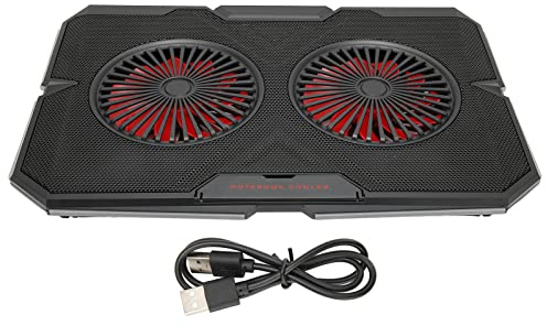 Almohadilla de refrigeración para portátiles RGB, refrigerador para portátiles Gaming con Dos Ventiladores silenciosos, Ajuste de Altura en 7 Niveles, Panel de aleación y 2 Puertos