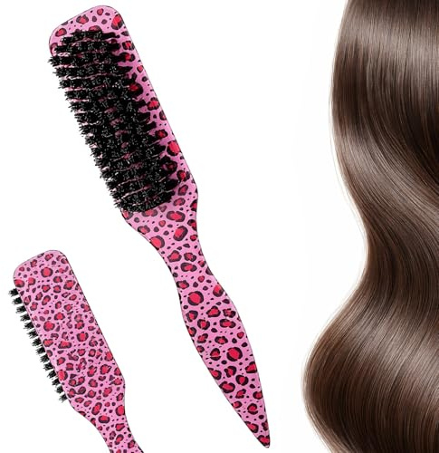 Msjuwek Leopard Print Hair Brush for Women, Soft Bristle Slick Back Brush for Detangling and Smoothing, Ergonomic Scalp Massage Hairbrush for All Hair Types, Anti-Frizz Styling Tool
