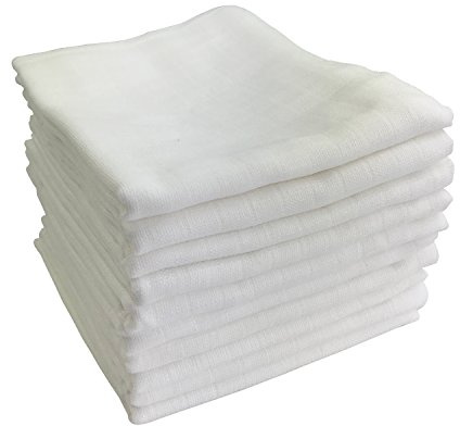 M.M.C. Mullwindeln Baby 10er Pack einfarbig 80x70 cm – Spucktücher, Mulltücher und Stoffwindeln aus 100% Baumwolle, ÖKO-TEX Zertifiziert, saugstark und waschbar (10 Weiß)