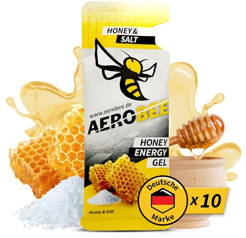 AEROBEE Energy Gel Classic – Honey & Salt 10x26g – [100% Natürliche Energie aus Honig] richtig leckeres Sportgel für den Ausdauersport, Energy Gel Laufen, Power Sport, Sportnahrung