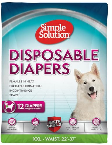 Simple Solution True Fit Einweg-Hundewindeln für Hündinnen, super saugfähig, mit Nässeindikator, XXL, 12 Stück