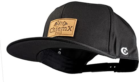ChiemX Unisex Baseball Snapback Cap mit Lederpatch und Schirm Gerade Schwarz Unisize