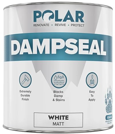 Polar Damp Seal Stain Blocker Paint, 1L, White, Matt Finish | Pliolite Damp Seal and Stain Blocker, Primer and Topcoat, Mould Resistant, Quick Drying, Up to 8 Sq M per Litre