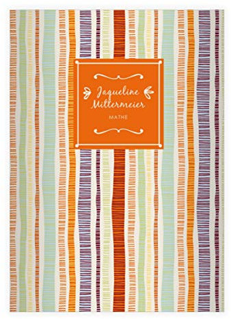 Kartenkaufrausch 8 personalisierte Retro Doodle Streifen DIN A4 Schulhefte, Rechenhefte in bunt orange Lineatur 28 (kariertes Heft 16 Blatt/32 Seiten) Notizheft, Kladde für Schule, Universität, Büro