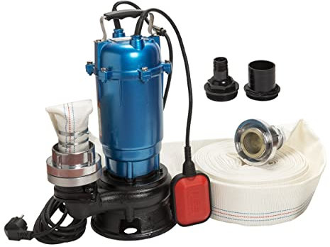 Tuyau de pompe à déchets 20 30 m Storz C Couplage Pompe pour eaux usées 550 W 18000 L/h Pompe submersible Lame de coupe Lame de coupe (Pompe avec tuyau de 20 m)