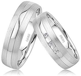 GIORO Alice 55 Eheringe Verlobungsringe Trauringe Freundschaftsringe Silber 925 *handgefasste Zirkonia Steine* Paarpreis Set Partnerringe Silber Weißgold Platin Optik Ringpaar Hochzeitsringe