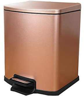 SXYLOB Pattumiera a Pedale in Acciaio Inox, Rettangolare, con Secchio Interno, 5-12 Litri, Champagne Gold, 9 L