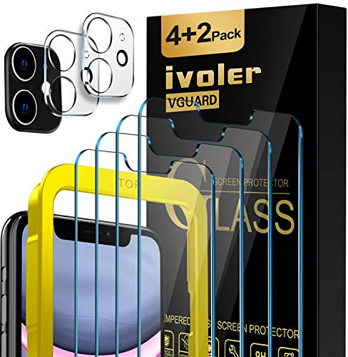 ivoler 2 Piezas Protector Pantalla Para iPhone 11 6.1 Pulgadas, Incluye Marco de Instalación Fácil, Cristal Vidrio Templado Premium