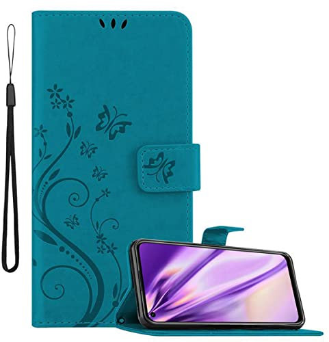 Cadorabo Funda Libro para Huawei P40 Lite en Azul Floral – Cubierta Proteccíon en Diseño de Flor con Cierre Magnético, Función de Suporte e 3 Tarjeteros - Etui Case Cover Carcasa