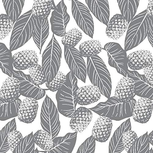 Pingianer 100x160cm Ananas Blätter 100% Baumwolle Baumwollstoff Kinder Meterware Handwerken Nähen Stoff (Ananas Blätter Weiß Grau, 100x160cm)