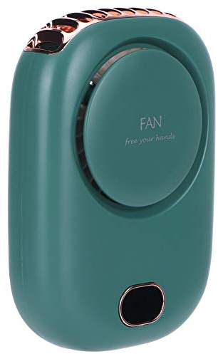 Mini Ventilateur Portable 3 Vitesses - USB Rechargeable, Petit Bureau, Visage, Cou Suspendu, Sans Lame - Pour Voyages, Camping, Maison (Vert)