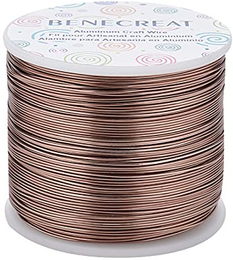 BENECREAT 20 Gauge (0.8mm) Aluminiumdraht Mit Mattem Effekt 235m Aluminiumschmuck Basteldraht Für Die Herstellung von Perlenkettenschmuck, Kokosnuss Braun