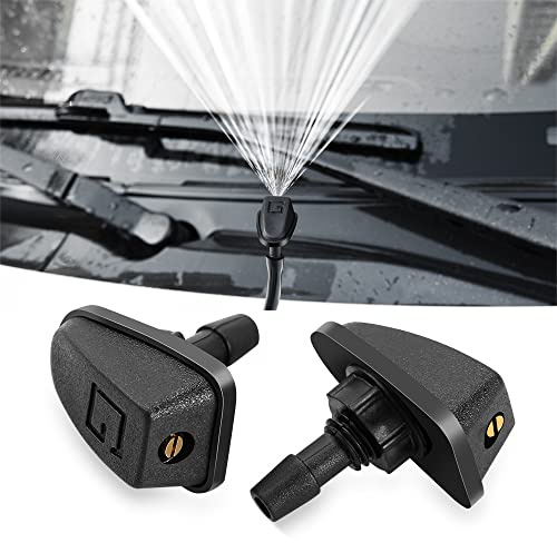 AndyGo Car Universal Front Windshield Washer Nozzles Jet Sprayer Kits Sprinkler Water Fan Spout Cover Washer Outlet Adjustment (Pack of 2)