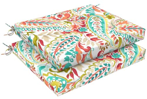 LVTXIII Outdoor Seat Cushions Set of 2 Square Corner Chair Cushions with Ties, Patio Chair Pads for Home Office and Patio Garden Furniture Decoration 18.5x16x2, Pretty Paisley