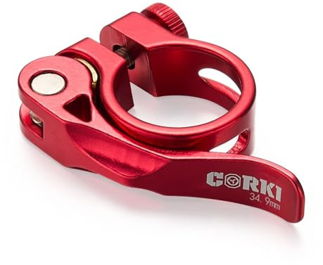 Corki Cycles Einstellbare Schnellspanner Fahrrad Sattelstützenklemme 34,9mm - Aluminiumlegierung Rot KC89