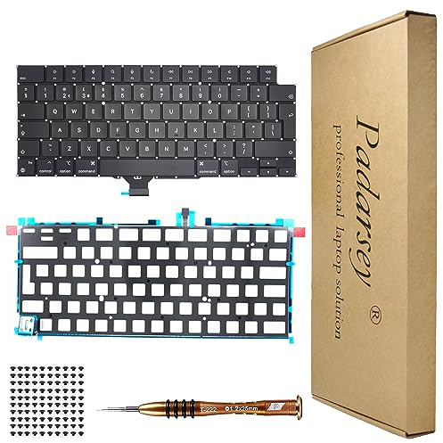 Pardarsey Replacement Backlight Backlit UK Layout Keyboard Compatible with MacBook Pro 14 A2442, 16 A2485 2021 UK Layout with Keyboard Screws and Screwdriver