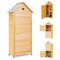 KOMFOTTEU Gartenschrank Holz 177x80x35cm, Gerätehaus Outdoor wetterfest, Geräteschuppen mit Satteldach, Werkzeugschrank Holzschuppen Lagerschrank, Natur