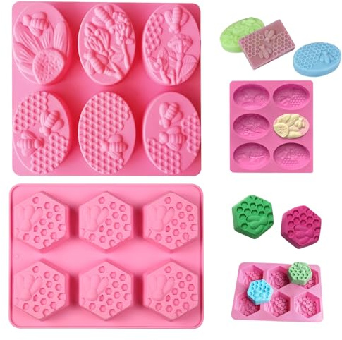 Aweisile 2 Pezzi Stampo in Silicone per Sapone a Nido D'ape