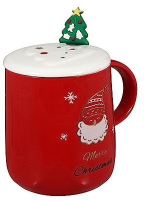 BESTonZON 1stück Weihnachtsbecher Mit Deckel Und Löffel Lustiger Weihnachtsmann Keramiktasse Für Heiße Getränke Für Wasser Tee Kaffee Und Milch Für Festliche Tischdekoration