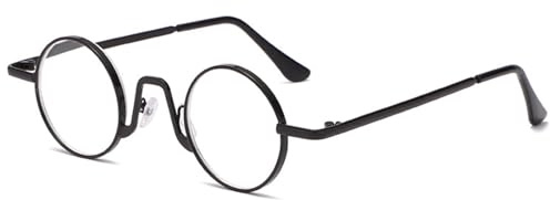 ABETOS Lesebrille Herren Damen Runde Klein Retro Metall Lesebrillen mit Blaulichtfilter Flexibel Scharniere Leicht Computer Lesehilfe Brille mit Stärke