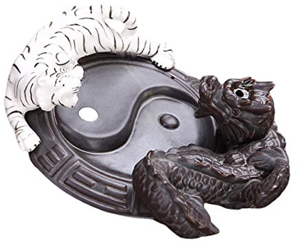 OUNONA Blauer Drache Weißer Tiger Räuchergefäß Statue Vintage Räucherkegel Desktop-dekor Haushaltsdekoration Dekor Für Zu Hause Parade Keramik Drinnen Dekorationen Büro