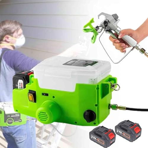 DDZJTPP Pulverizador Pintura sin Aire Mochila, pulverizador Pintura inalámbrico portátil Alta presión 15 Mpa, con baterías 5000 mAh y Correa, Herramienta pulverización Paredes Muebles,2*Battery