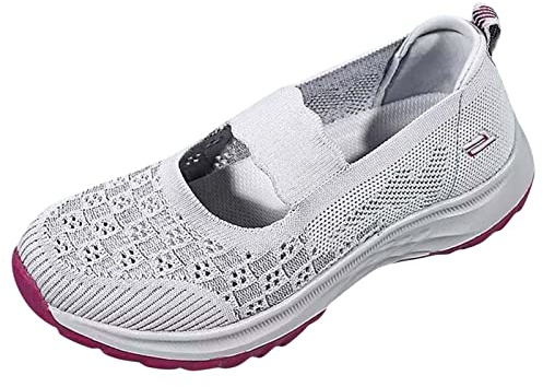 Sunnyuk Walkingschuhe Damen mit Dämpfung Orthopädische Schuhe Sommer Leicht Sommerschuhe Bequem Weite H Krankenschwester Schuhe Atmungsaktives Vermascht Wanderschuhe Memory Schaum Sneaker Sandalen