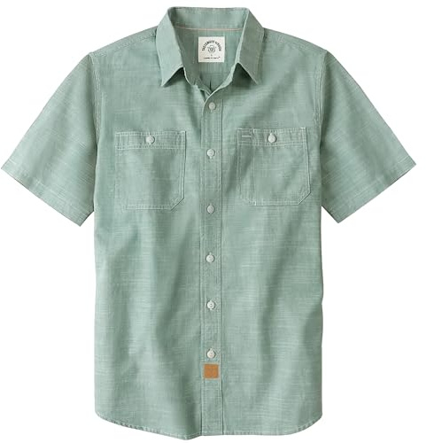 Dubinik® Camicia Uomo Maniche Corte in Chambray Cotone Leggero vestibilità Regular Due Tasche Stile Urban Casual