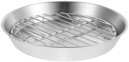 Happyyami Stainless Steel Baking Tray with Wire Rack Multi-Purpose Oven Pan for Grilling Meat Fish and Vegetables 9.72X9.72X1.38In Kitchen Cooking Accessory