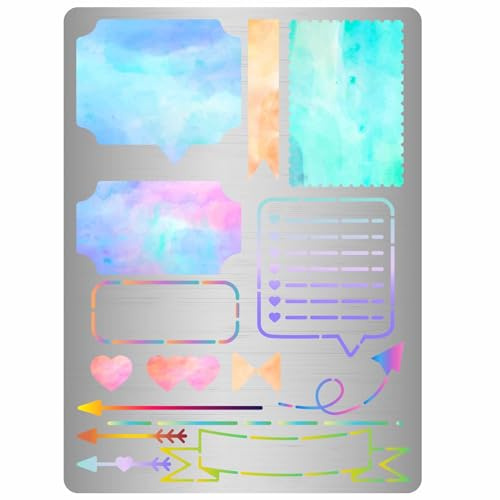 GORGECRAFT 19 x 14cm Metallschablone Lesezeichen Tagebuch Planer Tagebuch Linien Banner Pfeilrahmen Edelstahl Schablonen Vorlage Zum Malen Scrapbook Gravieren Holzbrennen Brandmalerei Gewohnheitstrack