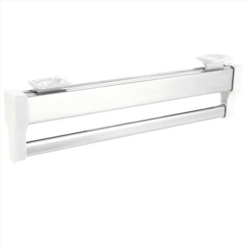 WOPPLXY Kleiderstange Ausziehbar Silber mit Weiß, 347mm-700mm Stahl Ausziehbare Kleiderstange, Schrank Herausziehen der Kleiderstangen zum Aufhängen von Kleidung, Krawatten, Taschen, Krawatten