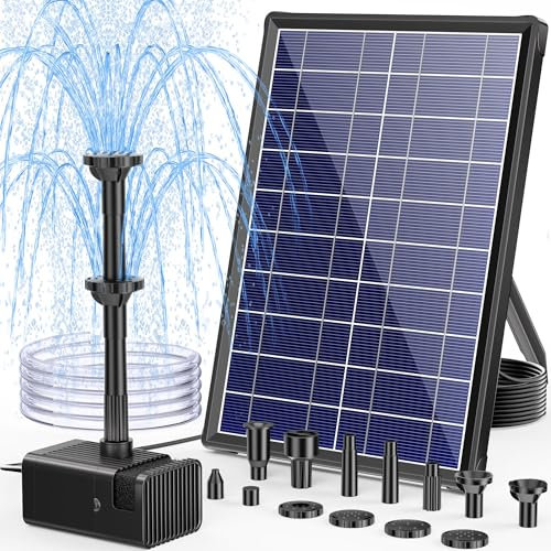 Biling Fontana solare da 8 W, per esterni, con batteria da 3600 mAh, pompa solare per laghetto con filtro, pompa per fontane solari con batteria, fontana galleggiante per fontane esterne