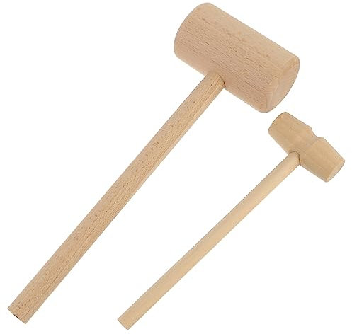 KICHOUSE 12pcs Wooden Crab Mallet and Seafood Hammer Set Natural Hardwood Mini Mallets for Lobster Cracking and Dessert Making Kitchen Tools for Home Cooking