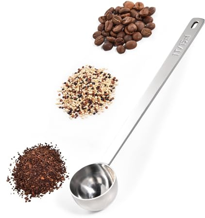 18/8 Stainless Steel Coffee Scoop, Doosu Food-Grade Metal Measuring Spoon with 6.9in Long Handle, Tablespoon Scooper for Coffee Beans, Ground Coffee, Espresso, Protein Powders, Tea, Sugar (1 Tbsp)
