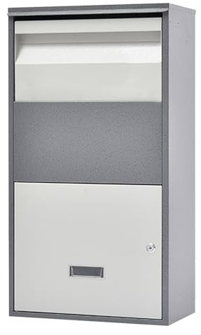Cassetta Postale for Pacco Cassette Postali for Esterno Cassetta for Pacchi Corriere, Cassette Postali con Serratura a Chiave, Adatto for Pacchi e Buste(Gray)