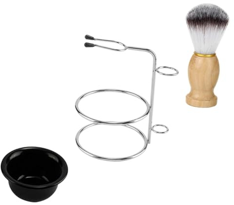Ipetboom Juego De Cepillos Para Barba y Bigote 1 Unidad Tamaño Medio Soporte De Acero Inoxidable Para Hombres Kit De Afeitar Cuenco Para Uso Baño