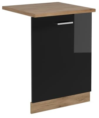 Vicco Pannello frontale della lavastoviglie R-Line, Nero lucido, 60 cm, PL Rovere